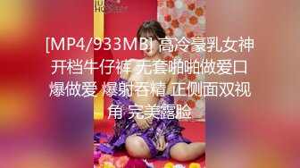 [MP4/933MB] 高冷豪乳女神开档牛仔裤 无套啪啪做爱口爆做爱 爆射吞精 正侧面双视角 完美露脸