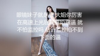 眼镜妹子就是骚 大姐你厉害 在高速上光屁屁露奶露逼 就不怕监控吗 估计监控拍不到下面的逼